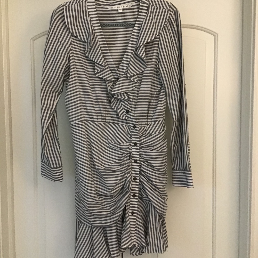 Veronica Beard Blue White Striped Dress